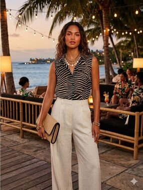 H&M Zebra Print Sleeveless Button-Up Blouse - EUC XS